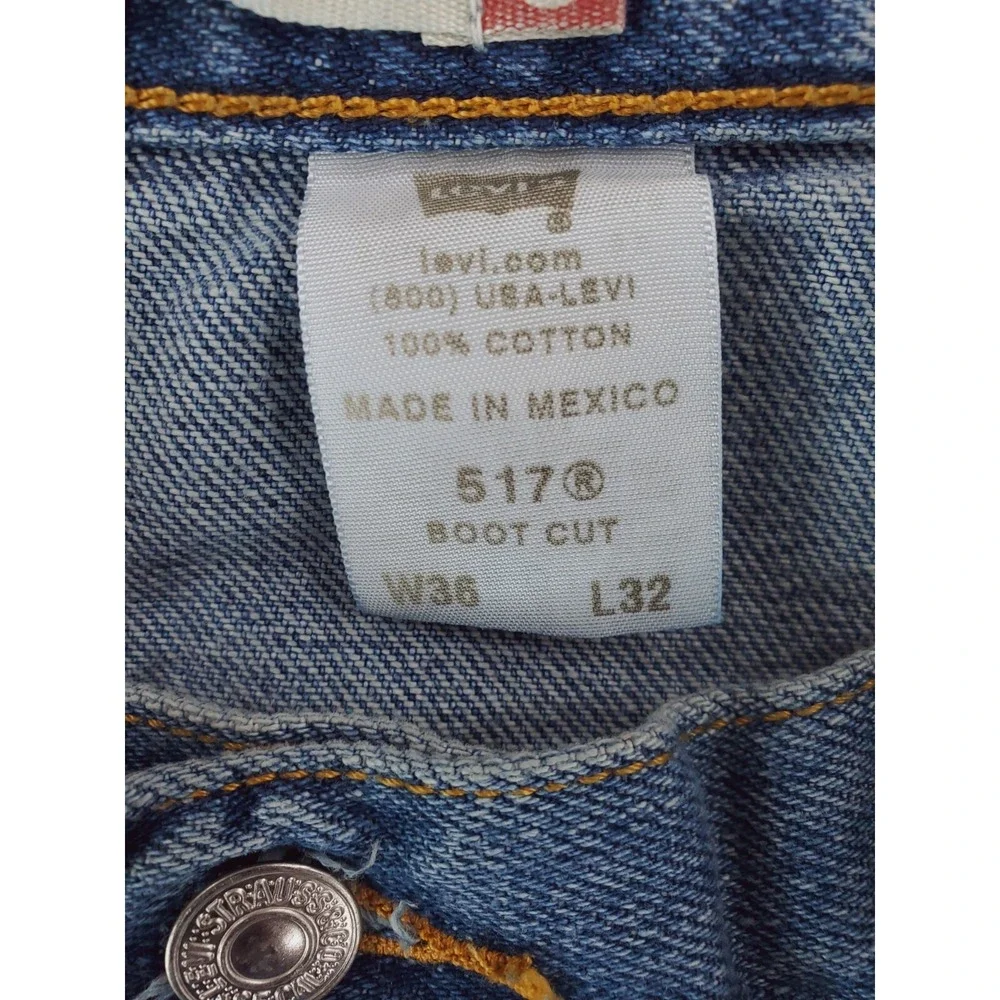 Vintage‎ Levis 517 Jeans Mens 36x32 Blue Slim Bootcut Medium Stone Wash Western